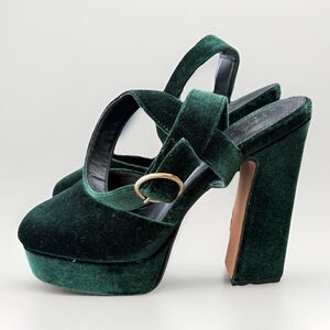 ASOS Green Velvet Platform Heels Size 8 Shoes